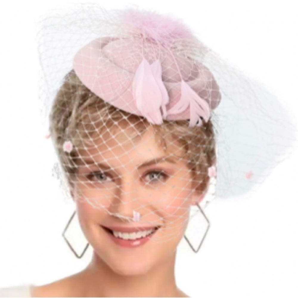 Amazon Pink Fascinator Veiled Cocktail Hat